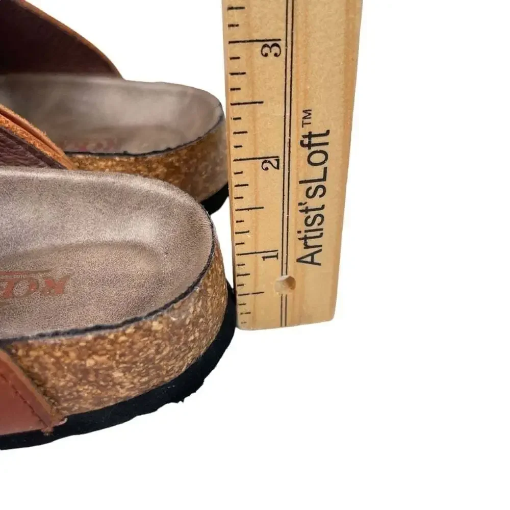 Romika Roemer Womens Brown Rust Leather Slide On Thong Sandals Size 6 Euro 37